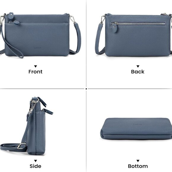 Genuine Leather Wristlet Clutch Wallet Purses with RFID Blocking, Small Crossbod - Picture 7 of 7